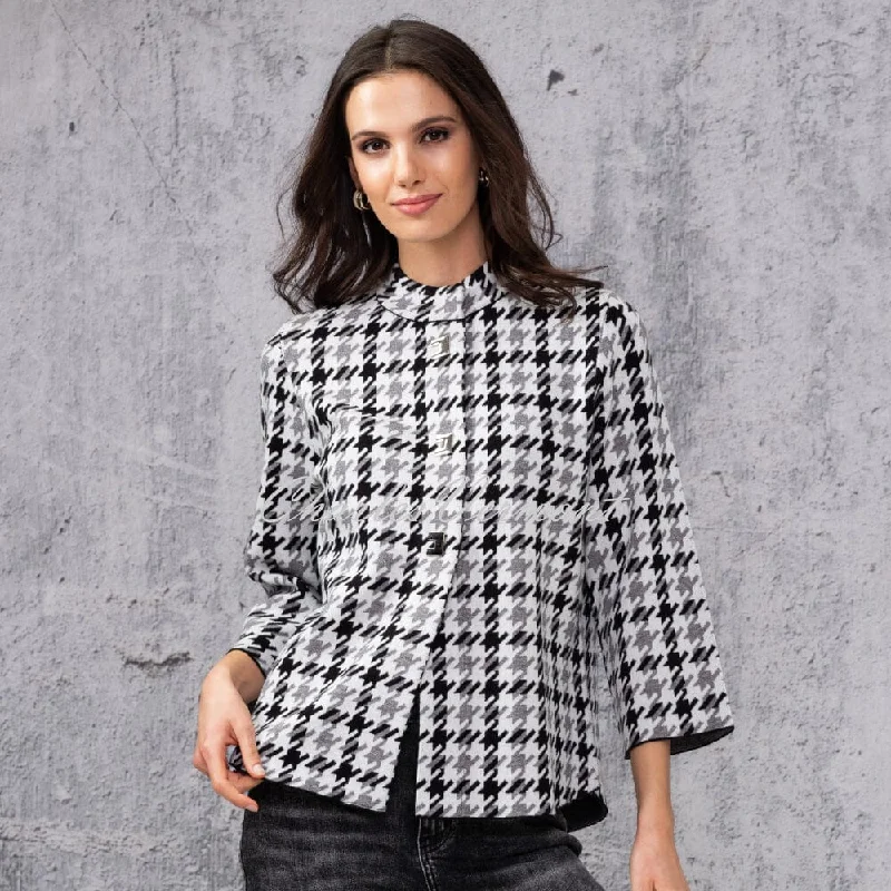 Alison Sheri Houndstooth Knit Jacket - Style A44373 Embroidered Jacket Appliqued Jacket Beaded Jacket Alison Sheri Houndstooth Knit Jacket - Style A44373 Embroidered Jacket Appliqued Jacket Beaded Jacket