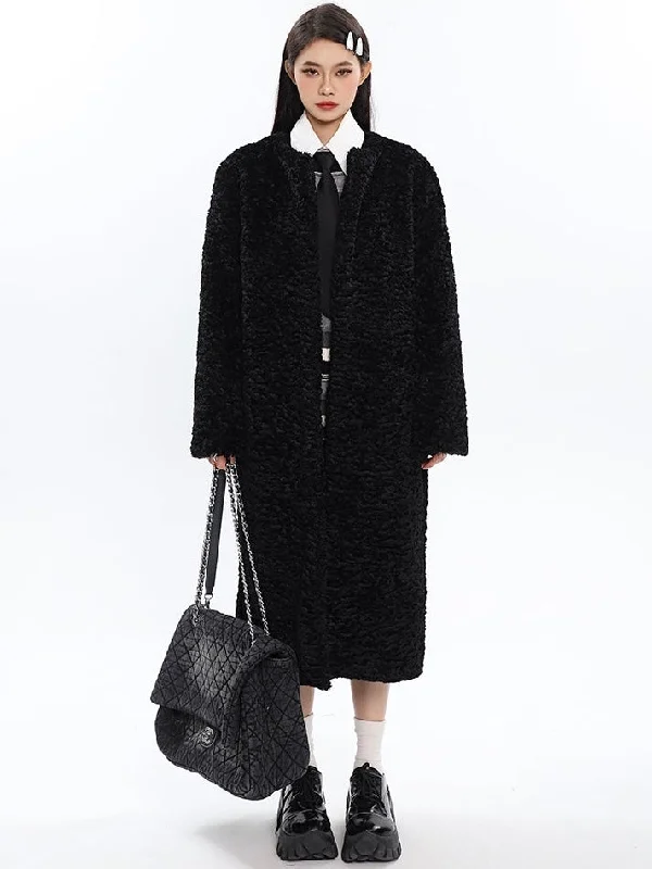 Caroline Solid Color Black Fleece Long Sleeve Button Up Blazer Jacket Long Coat Cotton Fabric Linen Fabric Terry Fabric Caroline Solid Color Black Fleece Long Sleeve Button Up Blazer Jacket Long Coat Cotton Fabric Linen Fabric Terry Fabric