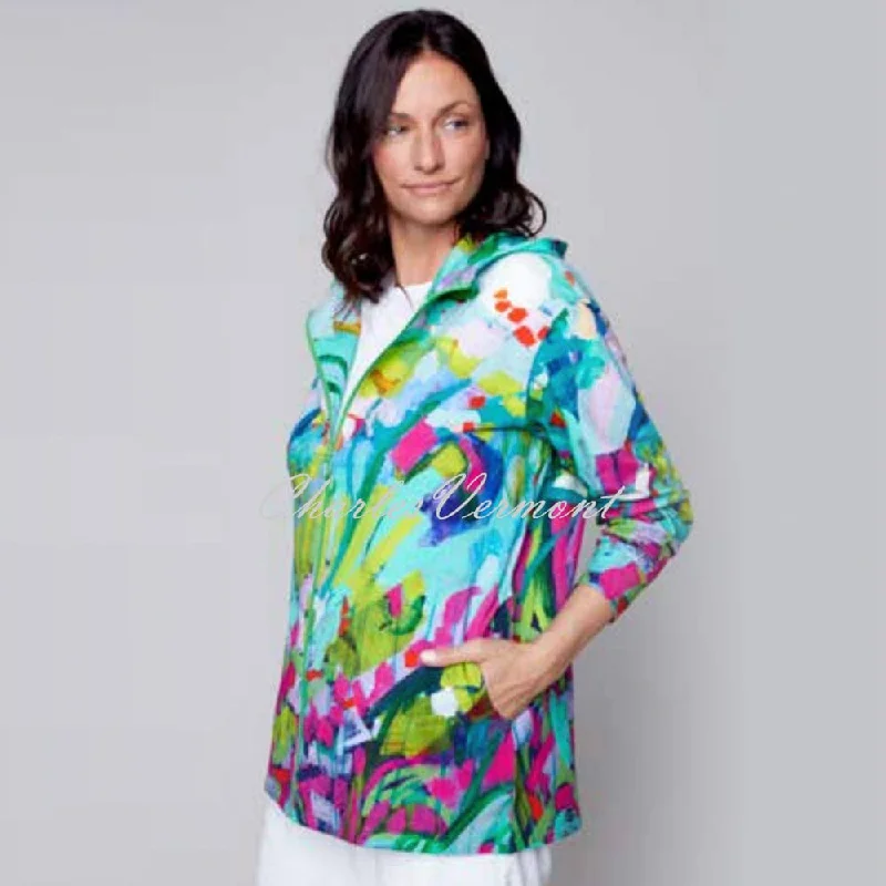 Claire Desjardins 'So Much Garden' Hooded Zip Jacket - Style 91492 Wool Jacket Cashmere Jacket Tweed Jacket Claire Desjardins 'So Much Garden' Hooded Zip Jacket - Style 91492 Wool Jacket Cashmere Jacket Tweed Jacket