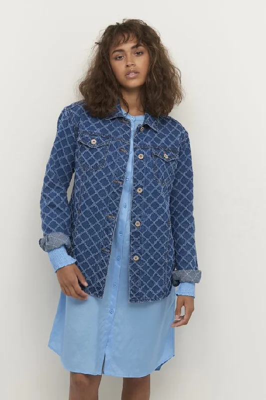 Cream Jissa Denim Jacket Striped Jacket Polka Dot Jacket Floral Jacket