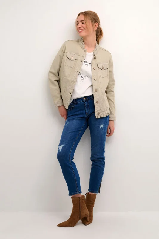 Cream Nuka Jogdenim Jacket Fleece Jacket Down Jacket Feather Jacket