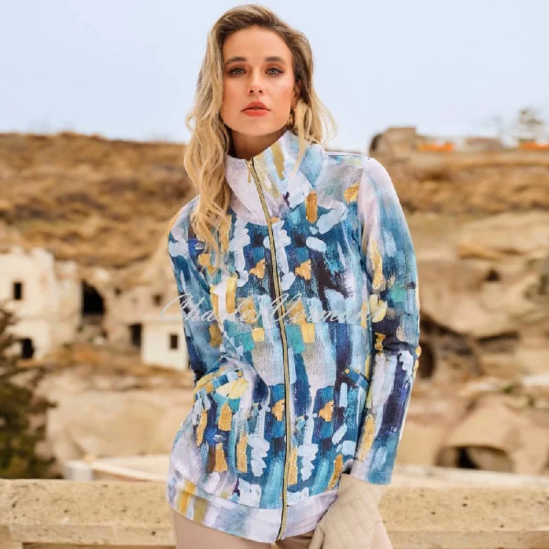 Dolcezza 'Abstract' Print Jacket - Style 73626 Front Pockets Side Pockets Patch Pockets Dolcezza 'Abstract' Print Jacket - Style 73626 Front Pockets Side Pockets Patch Pockets