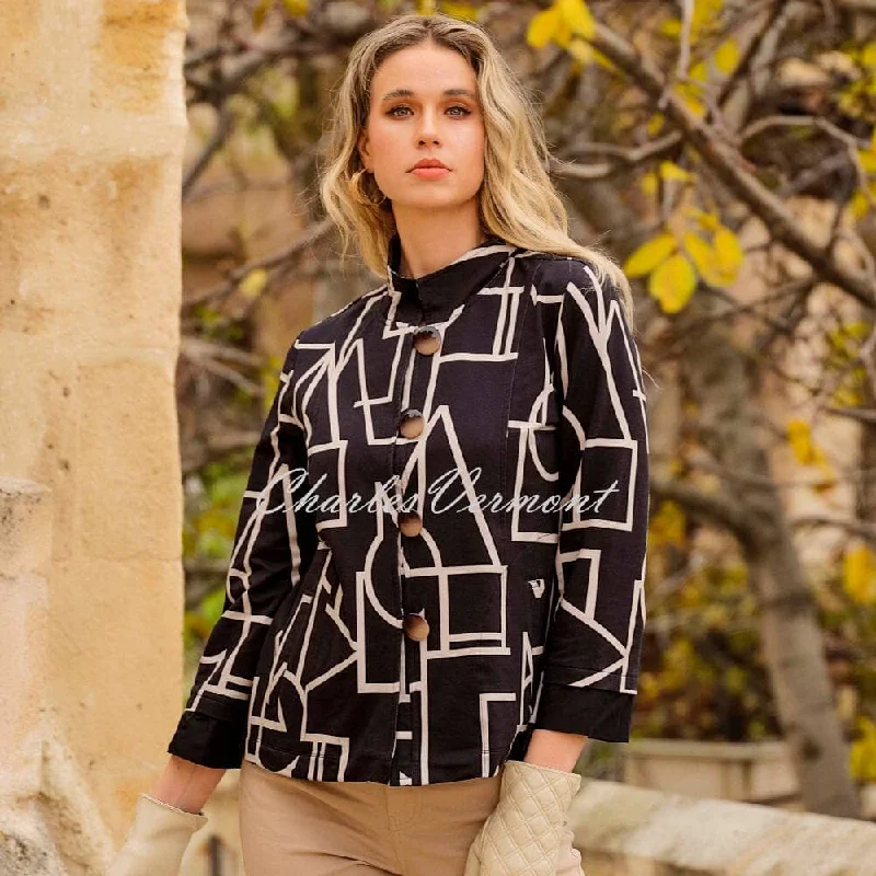 Dolcezza Geometric Print Jacket - Style 73109 Plaid Jacket Tartan Jacket Houndstooth Jacket Dolcezza Geometric Print Jacket - Style 73109 Plaid Jacket Tartan Jacket Houndstooth Jacket
