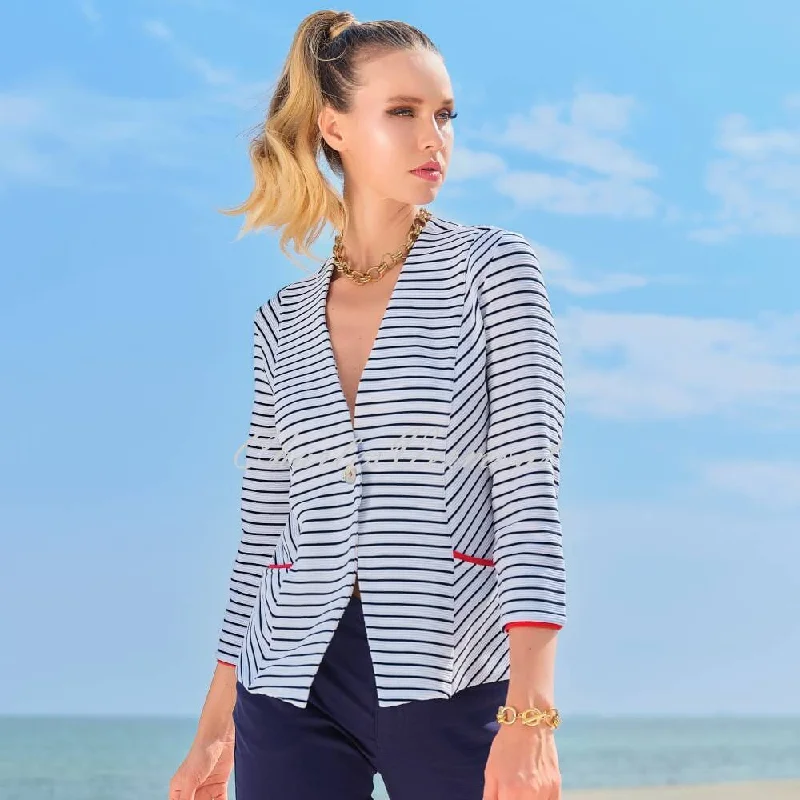 Dolcezza 'Ocean Breeze' Striped Jacket - Style 24108 Wool Jacket Cashmere Jacket Tweed Jacket Dolcezza 'Ocean Breeze' Striped Jacket - Style 24108 Wool Jacket Cashmere Jacket Tweed Jacket