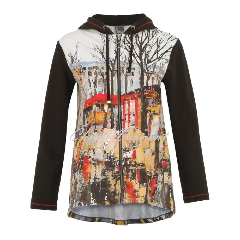 Dolcezza 'Parisian Reflections' Hooded Zip Jacket - Style 74646 Tiered Jacket Buttoned Jacket Zippered Jacket Dolcezza 'Parisian Reflections' Hooded Zip Jacket - Style 74646 Tiered Jacket Buttoned Jacket Zippered Jacket
