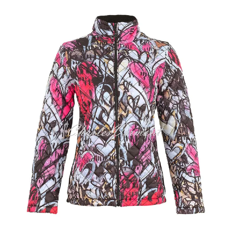 Dolcezza 'Watermelon Heart' Quilted Jacket - Style 74835 Notch Collar Jacket Peter Pan Collar Jacket Cowl Neck Jacket Dolcezza 'Watermelon Heart' Quilted Jacket - Style 74835 Notch Collar Jacket Peter Pan Collar Jacket Cowl Neck Jacket