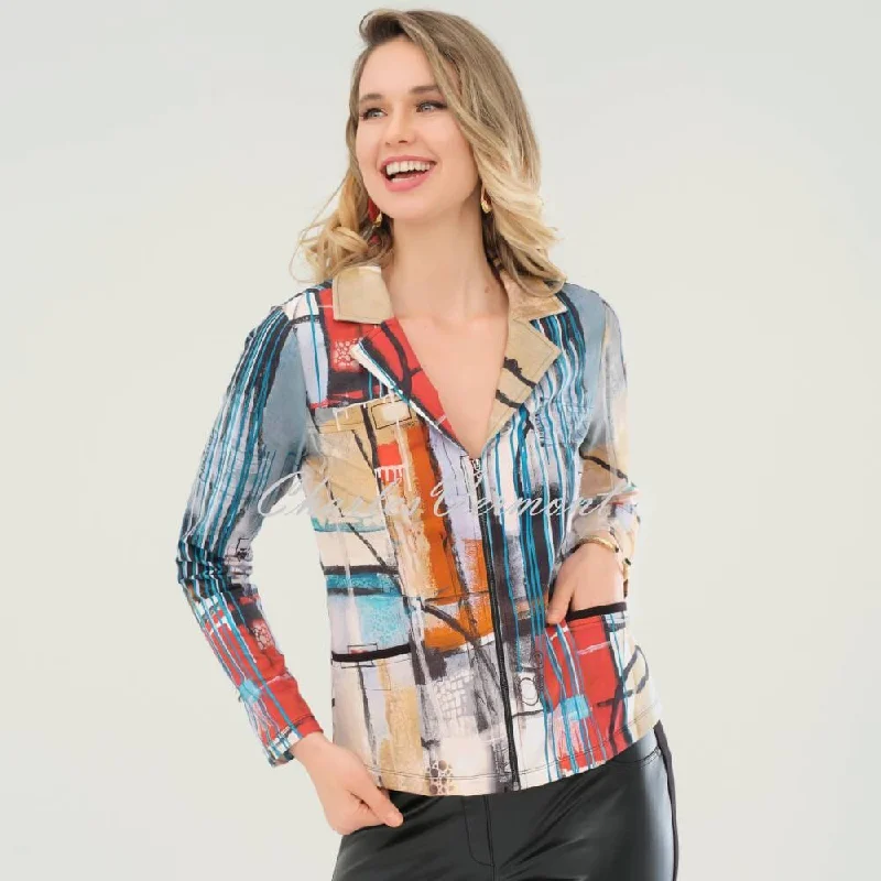 Dolcezza Zip Jacket - Style 73745 V-Neck Jacket Boat Neck Jacket Square Neck Jacket Dolcezza Zip Jacket - Style 73745 V-Neck Jacket Boat Neck Jacket Square Neck Jacket