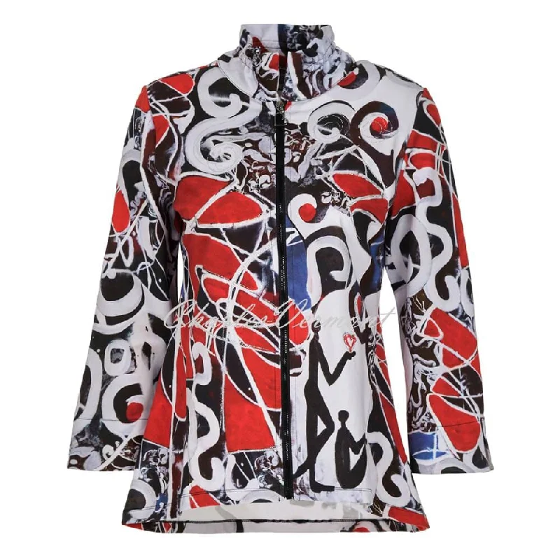 Dolcezza Zip Jacket with Silver Glitter Detail - Style 72646 Boat Neck Shawl Collar Notched Collar Dolcezza Zip Jacket with Silver Glitter Detail - Style 72646 Boat Neck Shawl Collar Notched Collar