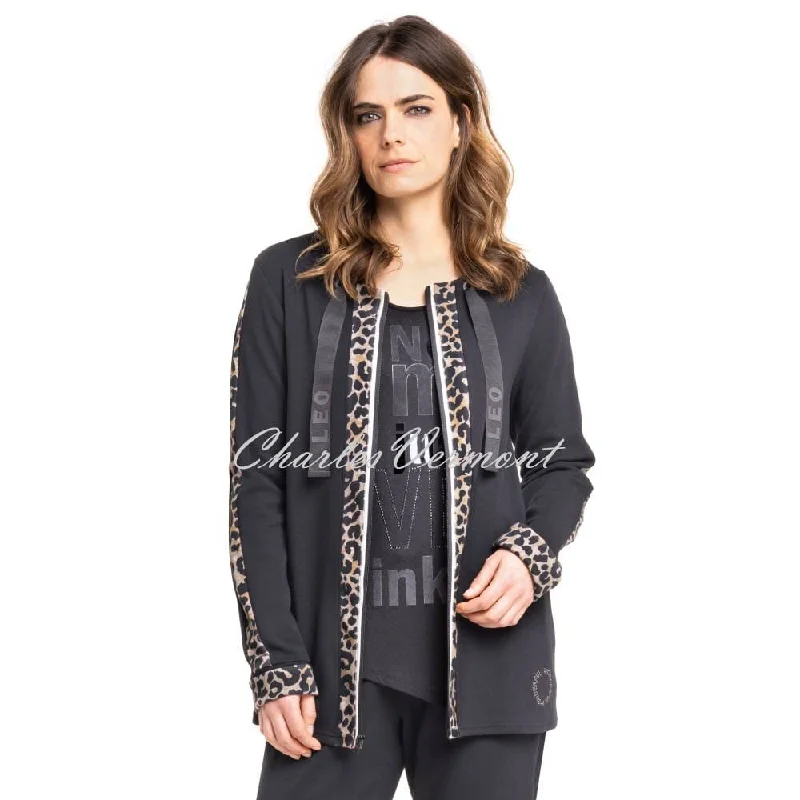 Doris Streich Jacket with Leopard Print Detail - Style 140131-82 Front Pockets Side Pockets Patch Pockets Doris Streich Jacket with Leopard Print Detail - Style 140131-82 Front Pockets Side Pockets Patch Pockets