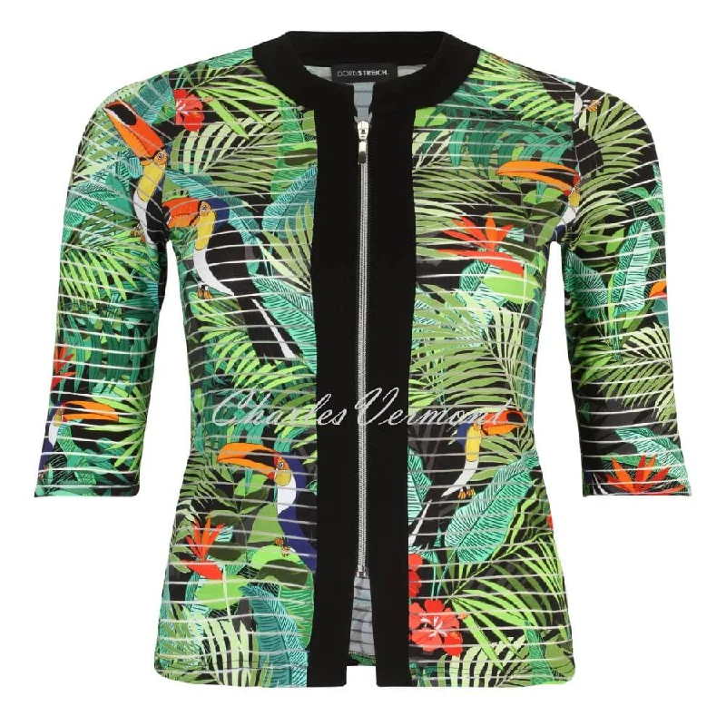 Doris Streich Tropical Print Lightweight Jacket - Style 396715-98 Wool Jacket Cashmere Jacket Tweed Jacket Doris Streich Tropical Print Lightweight Jacket - Style 396715-98 Wool Jacket Cashmere Jacket Tweed Jacket