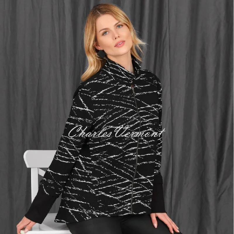 EverSassy Knit Zip Jacket - Style 12250 (Black / White) One-Shoulder Jacket Off-the-Shoulder Jacket Asymmetrical Jacket EverSassy Knit Zip Jacket - Style 12250 (Black / White) One-Shoulder Jacket Off-the-Shoulder Jacket Asymmetrical Jacket