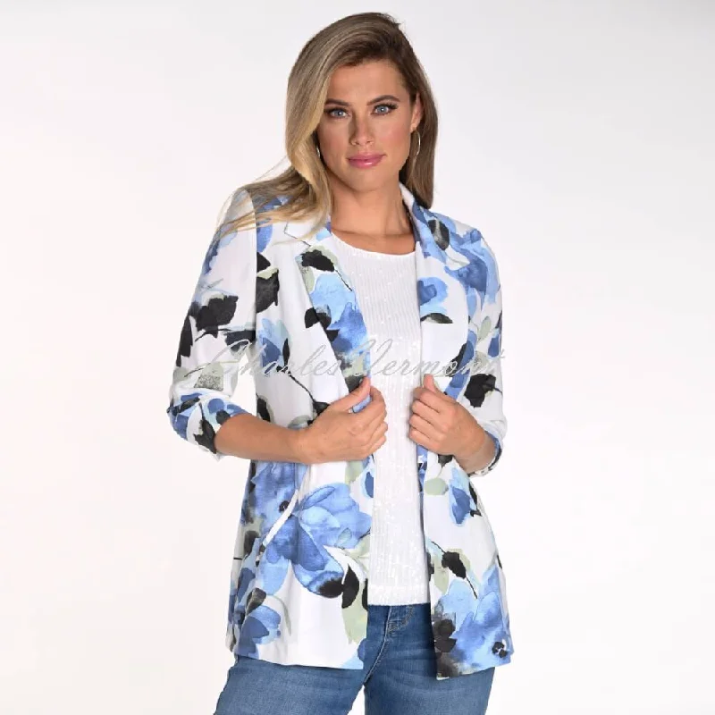 Frank Lyman Floral Print Blazer Jacket - Style 241466 Front Pockets Side Pockets Patch Pockets Frank Lyman Floral Print Blazer Jacket - Style 241466 Front Pockets Side Pockets Patch Pockets