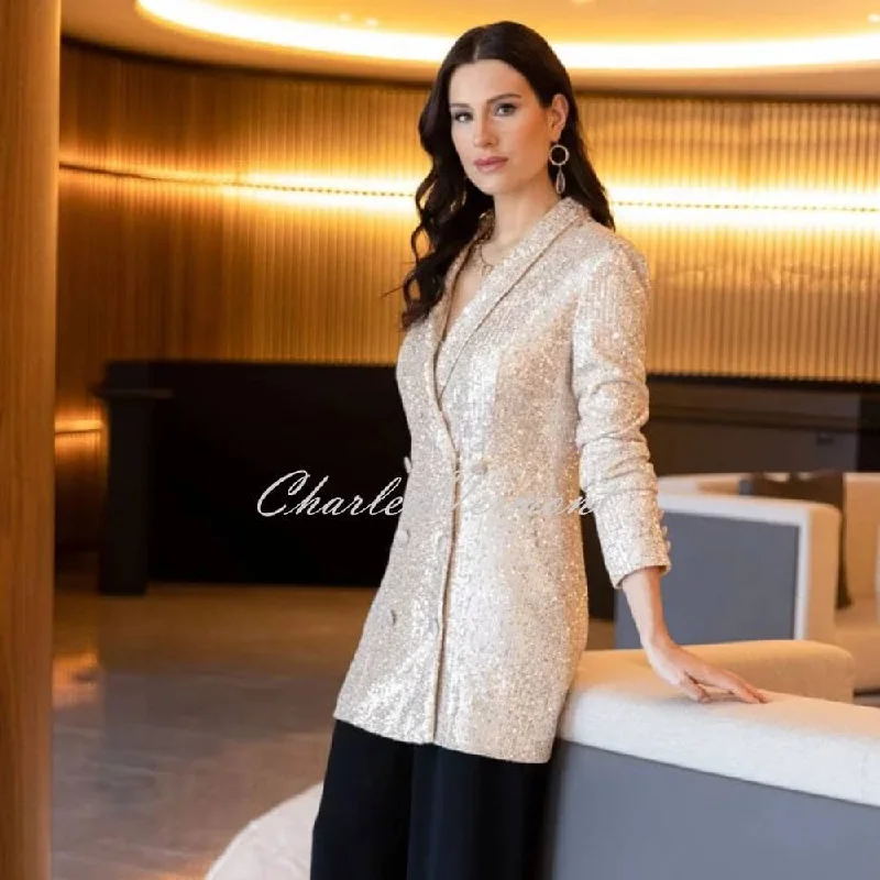 Frank Lyman Longline Sequin Blazer Jacket - Style 239814U Tiered Jacket Buttoned Jacket Zippered Jacket Frank Lyman Longline Sequin Blazer Jacket - Style 239814U Tiered Jacket Buttoned Jacket Zippered Jacket