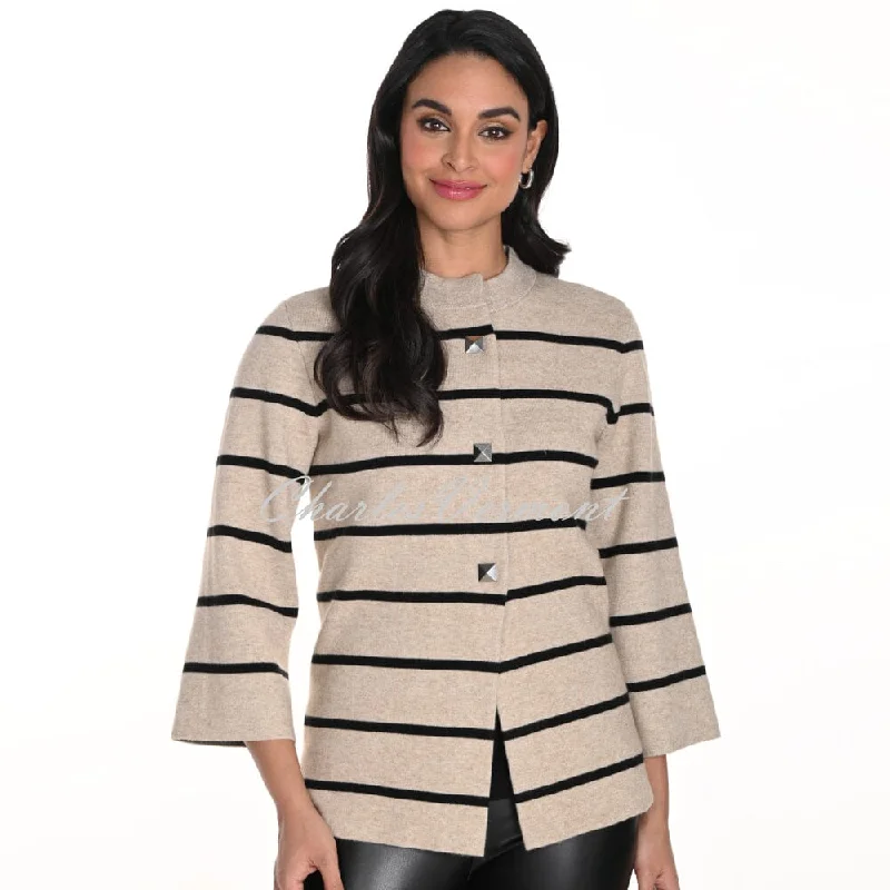 Frank Lyman Striped Knit Cardigan Jacket - Style 243417U Elasticated Jacket Padded Jacket Insulated Jacket Frank Lyman Striped Knit Cardigan Jacket - Style 243417U Elasticated Jacket Padded Jacket Insulated Jacket