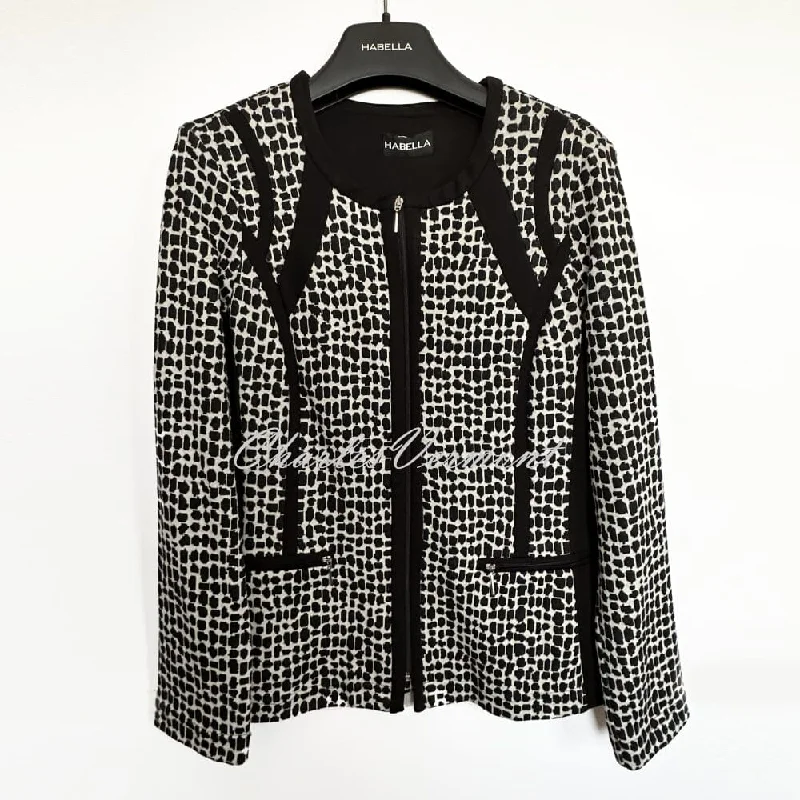 Habella Abstract Print Collarless Jacket - Style 57180-50058-11 Fleece Fabric Down Fabric Feather Fabric Habella Abstract Print Collarless Jacket - Style 57180-50058-11 Fleece Fabric Down Fabric Feather Fabric