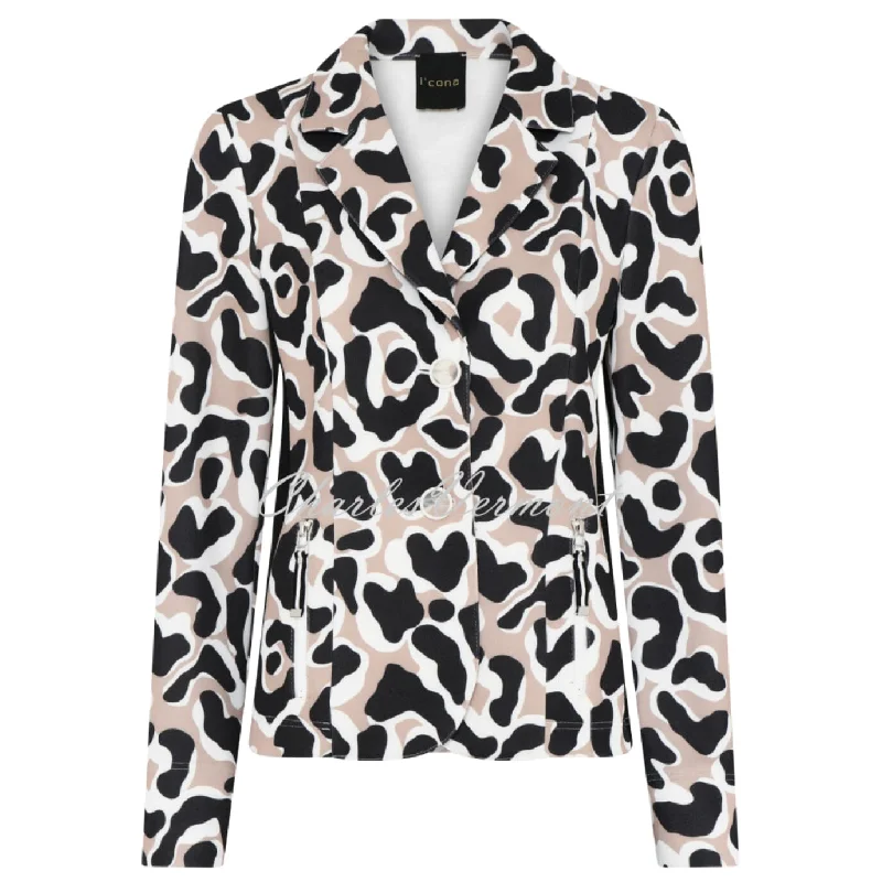 I'cona Animal Print Blazer Jacket - Style 67191-60173-140 Satin Jacket Silk Jacket Chiffon Jacket I'cona Animal Print Blazer Jacket - Style 67191-60173-140 Satin Jacket Silk Jacket Chiffon Jacket