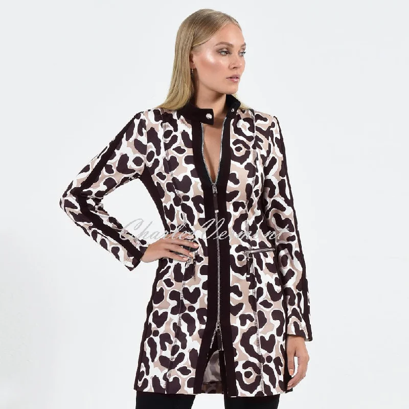 I'cona Longline Animal Print Zip Jacket - Style 67136-60173-140 Cotton Jacket Linen Jacket Terry Jacket I'cona Longline Animal Print Zip Jacket - Style 67136-60173-140 Cotton Jacket Linen Jacket Terry Jacket
