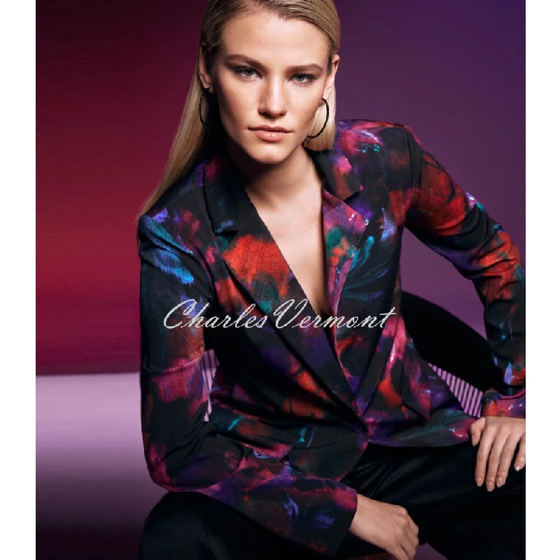 Joseph Ribkoff Colour-Burst Print Blazer Jacket - Style 243723 Boat Neck Shawl Collar Notched Collar Joseph Ribkoff Colour-Burst Print Blazer Jacket - Style 243723 Boat Neck Shawl Collar Notched Collar