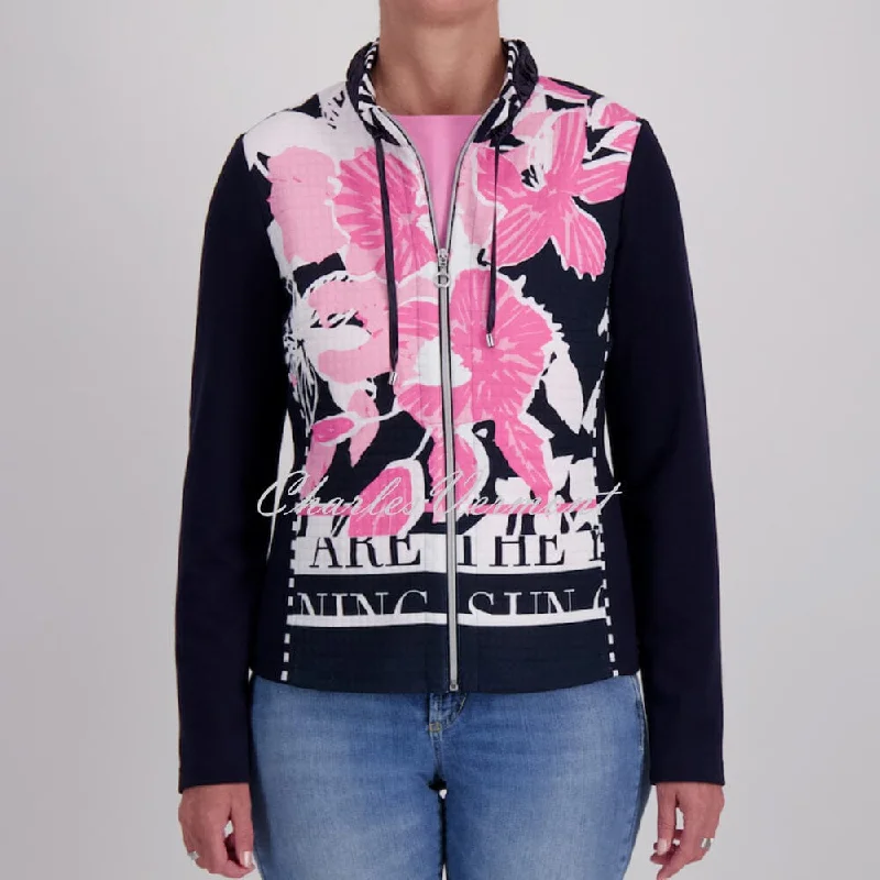 Just White Floral Quilted Zip Jacket - Style J4265 Anorak Shell Jacket Lightweight Jacket Just White Floral Quilted Zip Jacket - Style J4265 Anorak Shell Jacket Lightweight Jacket