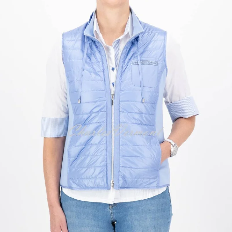 Just White Lightly Padded Gilet Jacket - Style J4120 (Blue) Knit Fabric Woven Fabric Fleece Fabric Just White Lightly Padded Gilet Jacket - Style J4120 (Blue) Knit Fabric Woven Fabric Fleece Fabric