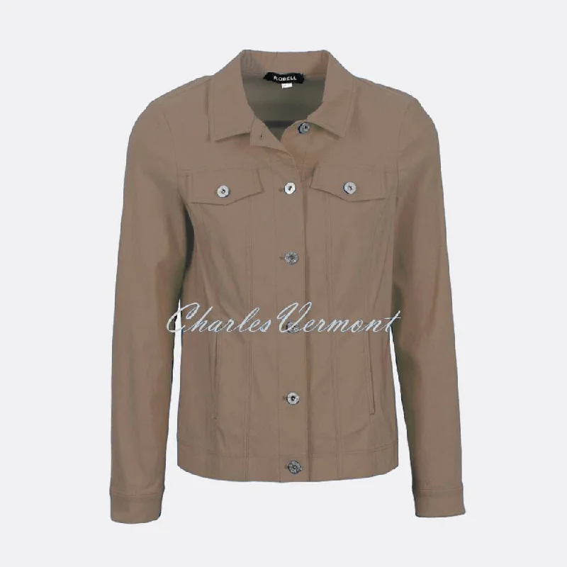 Robell Happy Jacket 57609-5499-17 (Taupe) Cotton Jacket Linen Jacket Terry Jacket