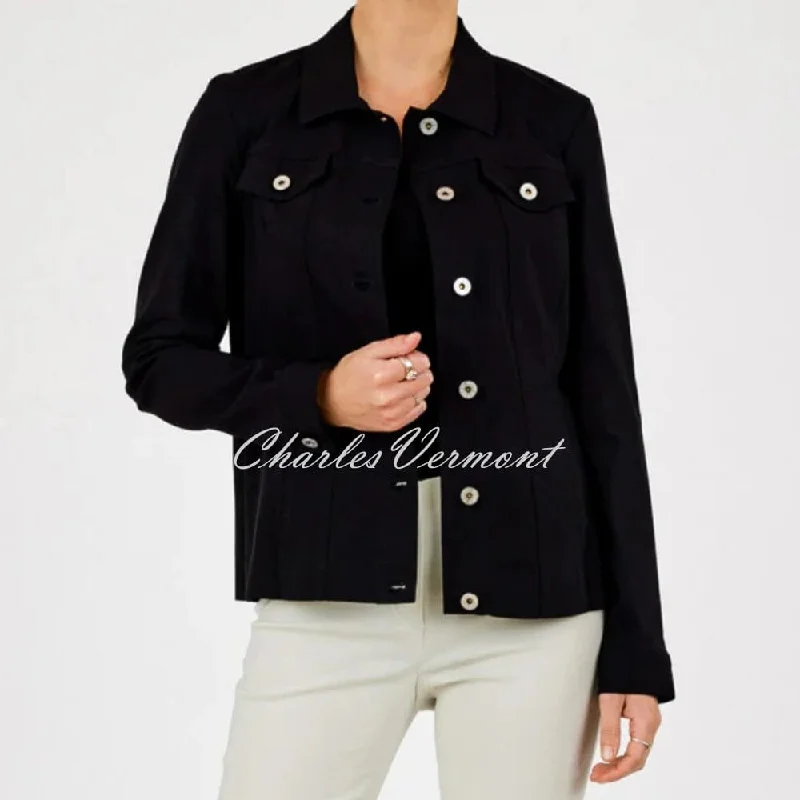 Robell Happy Jacket 57609-5499-90 (Black) Denim Fabric Leather Fabric Suede Fabric