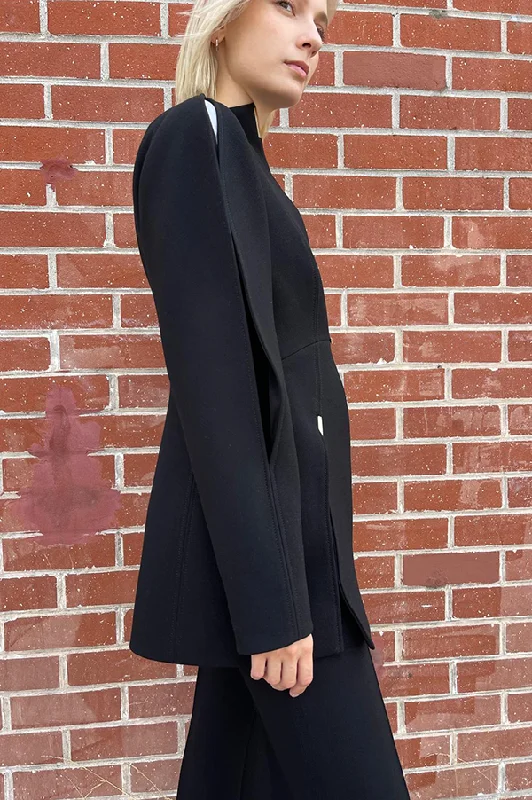 Wide Sleeve Jacket in Black Notch Collar Jacket Peter Pan Collar Jacket Cowl Neck Jacket Wide Sleeve Jacket in Black Notch Collar Jacket Peter Pan Collar Jacket Cowl Neck Jacket