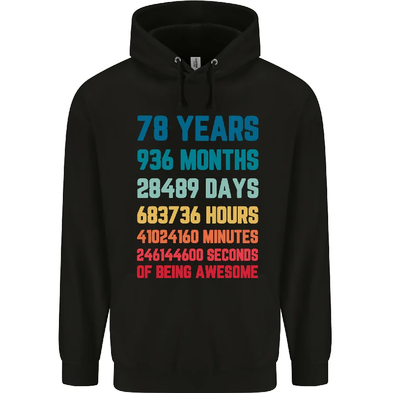 78th Birthday 78 Year Old Mens 80% Cotton Hoodie Hoodie with Batwing Sleeves Loose Dramatic 78th Birthday 78 Year Old Mens 80% Cotton Hoodie Hoodie with Batwing Sleeves Loose Dramatic