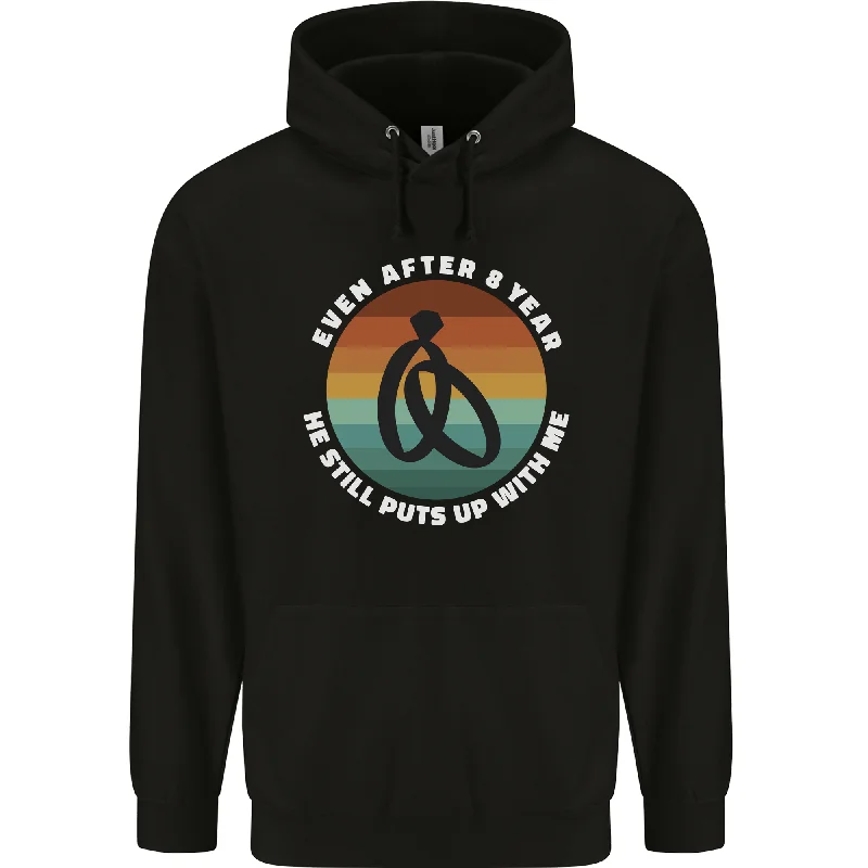 8 Year Wedding Anniversary 8th Marriage Mens 80% Cotton Hoodie Hoodie with Elastic Waist Stretchable Comfortable 8 Year Wedding Anniversary 8th Marriage Mens 80% Cotton Hoodie Hoodie with Elastic Waist Stretchable Comfortable