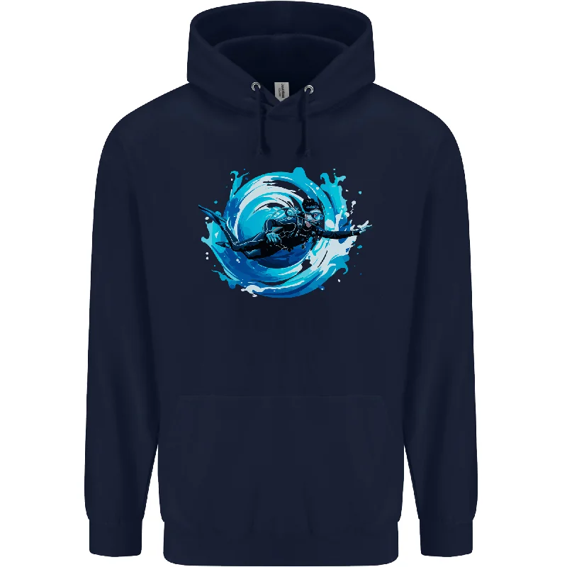 A Woman Scuba Diver Female Diving Mens 80% Cotton Hoodie