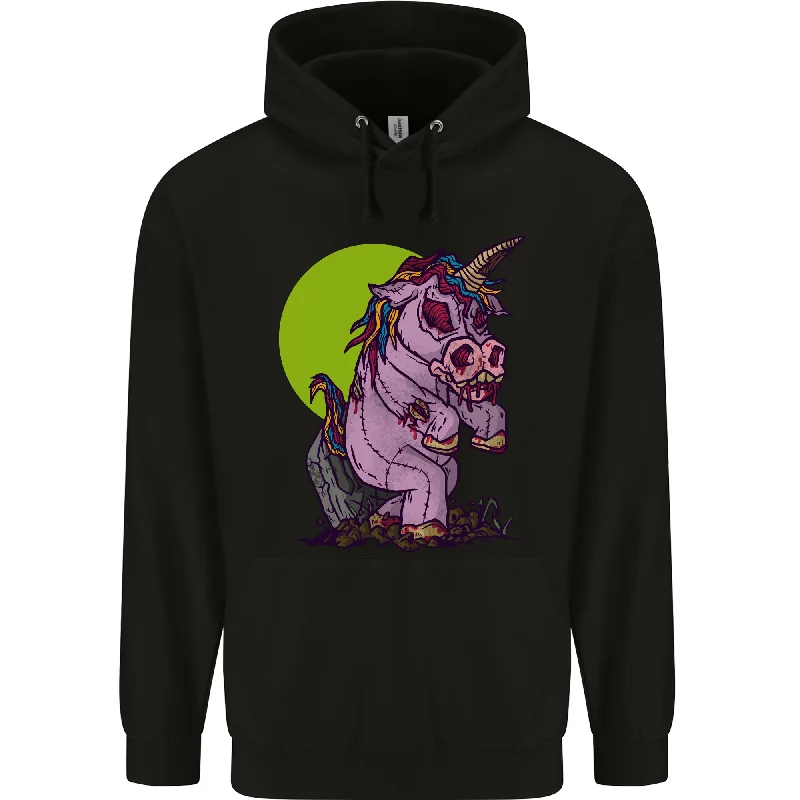 A Zombie Unicorn Funny Halloween Horror Mens 80% Cotton Hoodie