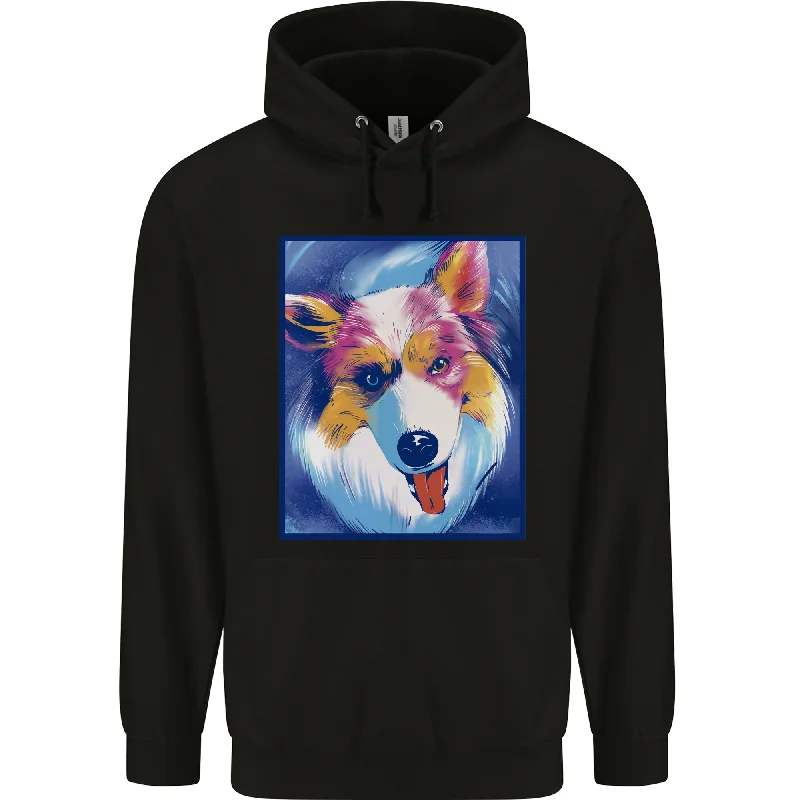 Abstract Australian Shepherd Dog Mens 80% Cotton Hoodie