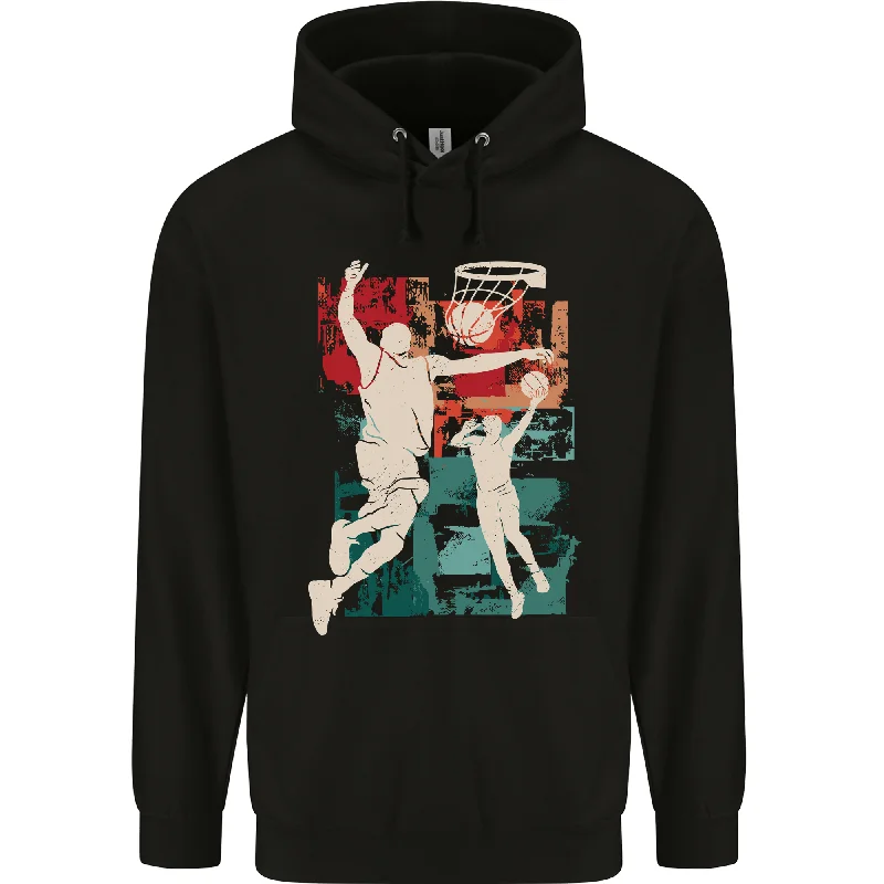 Abstract Basketball Design Mens 80% Cotton Hoodie