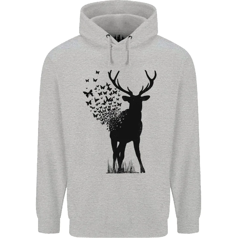 Abstract Butterfly Deer Ecology Environment Mens 80% Cotton Hoodie