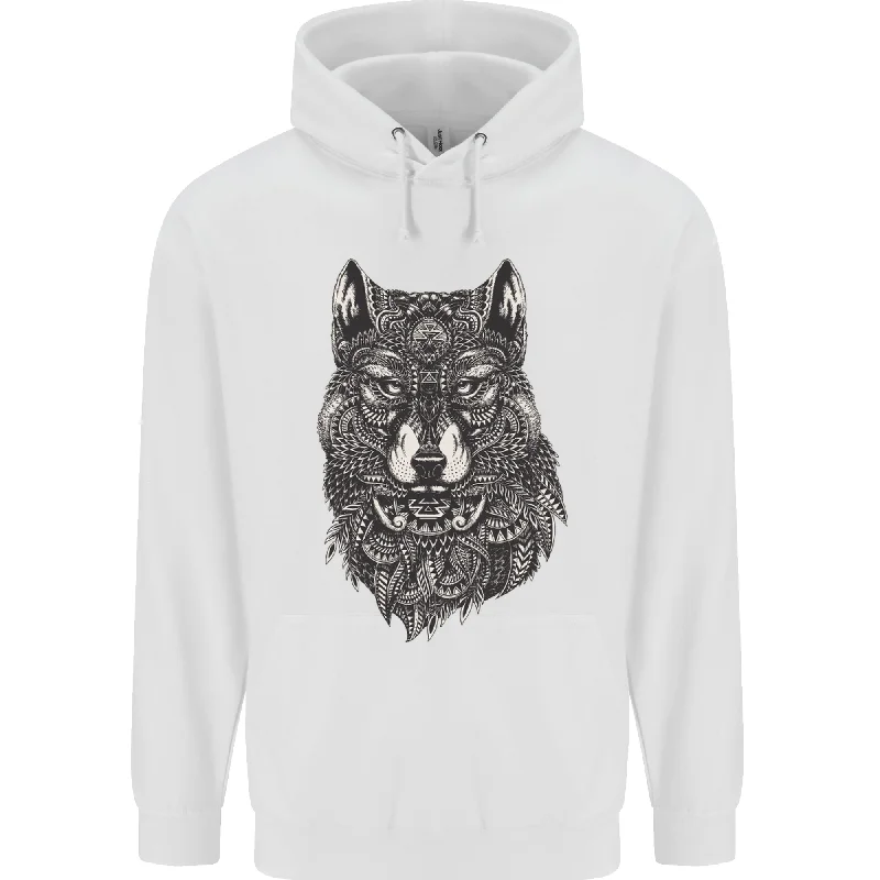 Abstract Dog Mandala Art Mens 80% Cotton Hoodie