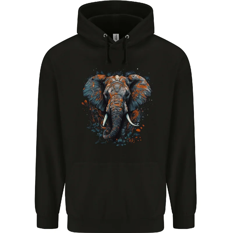 Abstract Elephant Mens 80% Cotton Hoodie