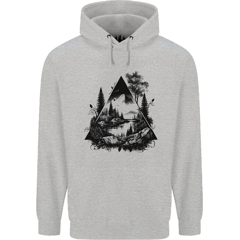 Abstract Outdoors Camping Bushcraft Hiking Trekking Mens 80% Cotton Hoodie