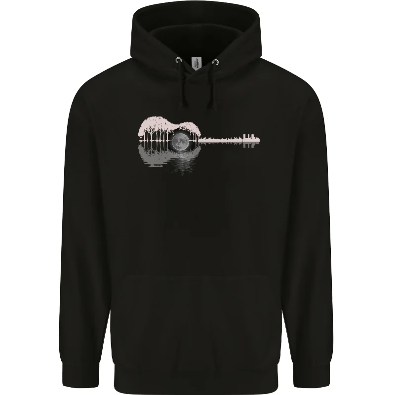 Acoustic Guitar Reflection Mens 80% Cotton Hoodie