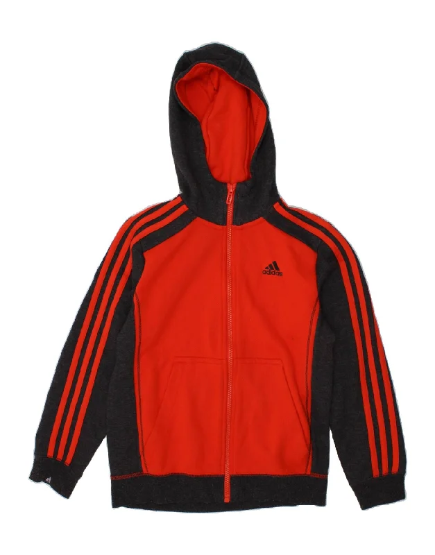 ADIDAS Boys Climalite Zip Hoodie Sweater 9-10 Years Red Colourblock Cotton Hoodie with Hem Patch Decorative Personalized ADIDAS Boys Climalite Zip Hoodie Sweater 9-10 Years Red Colourblock Cotton Hoodie with Hem Patch Decorative Personalized