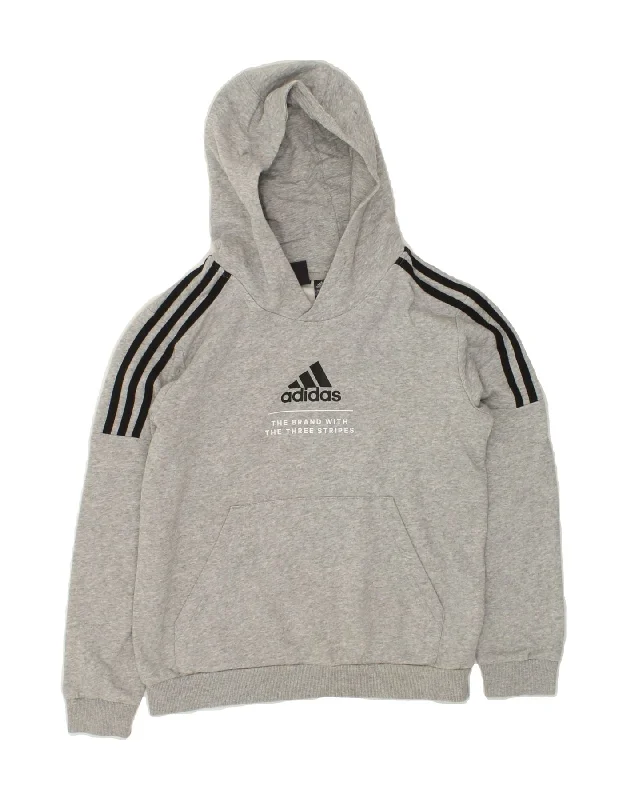 ADIDAS Boys Graphic Hoodie Jumper 11-12 Years Grey Cotton Hoodie with Crew Neck Simple Timeless ADIDAS Boys Graphic Hoodie Jumper 11-12 Years Grey Cotton Hoodie with Crew Neck Simple Timeless