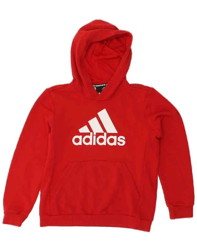 ADIDAS Boys Graphic Hoodie Jumper 11-12 Years Red Cotton Hoodie with Typography Text Message ADIDAS Boys Graphic Hoodie Jumper 11-12 Years Red Cotton Hoodie with Typography Text Message