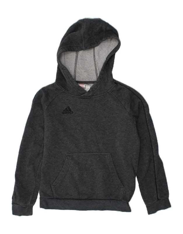 ADIDAS Boys Hoodie Jumper 9-10 Years Grey Cotton Hoodie with Hem Drawcord Adjustable Customizable ADIDAS Boys Hoodie Jumper 9-10 Years Grey Cotton Hoodie with Hem Drawcord Adjustable Customizable
