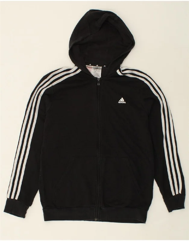 ADIDAS Boys Zip Hoodie Sweater 15-16 Years Black Cotton Hoodie with Pastel Soft Subtle ADIDAS Boys Zip Hoodie Sweater 15-16 Years Black Cotton Hoodie with Pastel Soft Subtle
