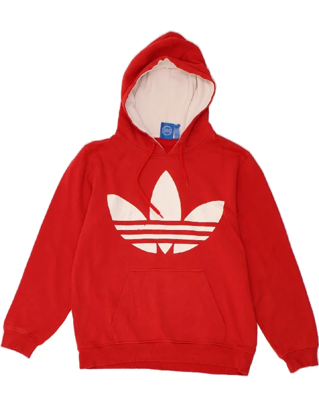 ADIDAS Mens Graphic Hoodie Jumper Medium Red Cotton