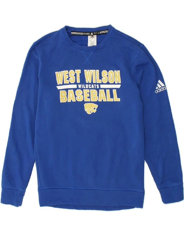 ADIDAS Mens Graphic Sweatshirt Jumper Small Blue Cotton