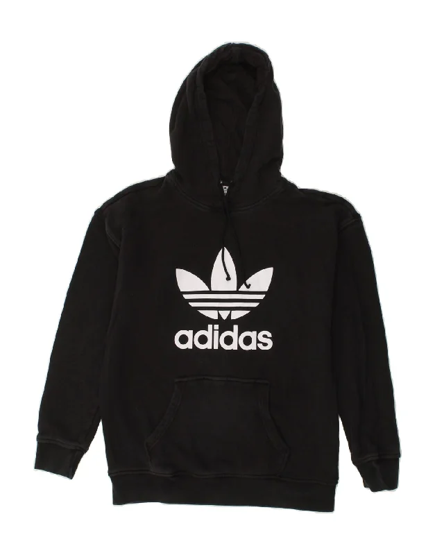 ADIDAS Womens Graphic Hoodie Jumper UK 8 Small Black Cotton Hoodie with Half-Zip Sporty Casual ADIDAS Womens Graphic Hoodie Jumper UK 8 Small Black Cotton Hoodie with Half-Zip Sporty Casual