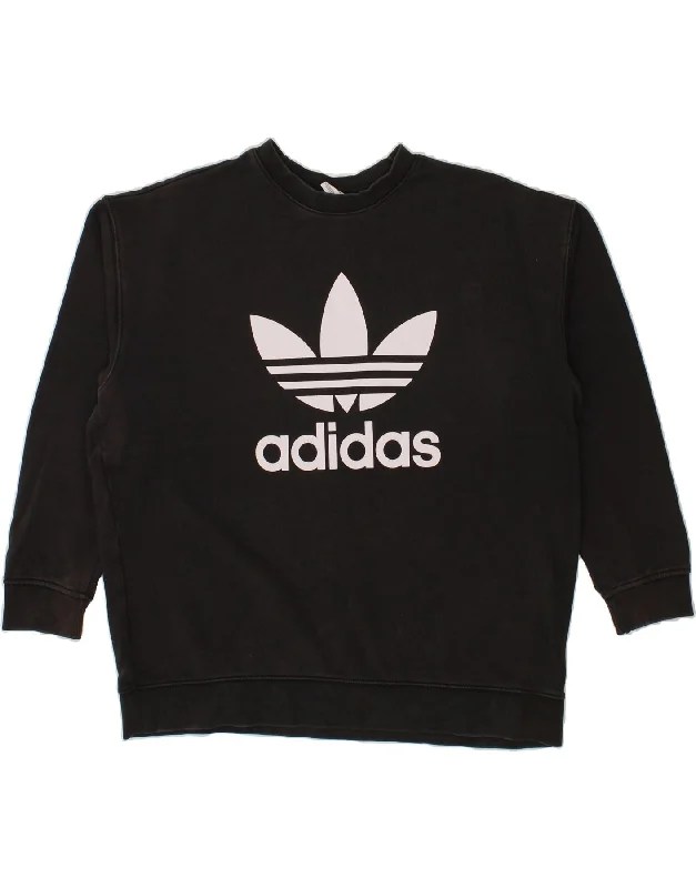 ADIDAS Womens Graphic Sweatshirt Jumper UK 22 3XL Black Cotton