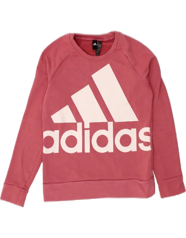 ADIDAS Womens Graphic Sweatshirt Jumper UK 8/10 Small Red Cotton