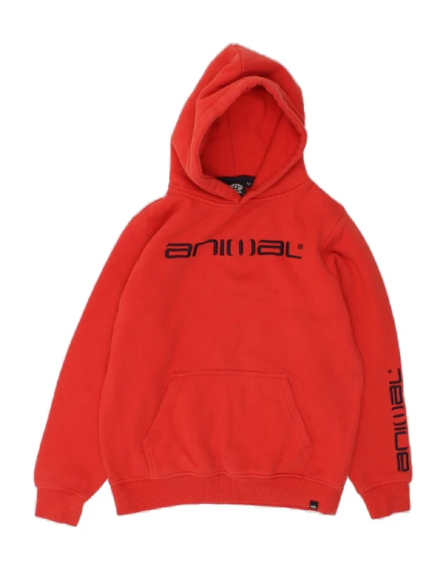 ANIMAL Boys Graphic Hoodie Jumper 13-14 Years Red Cotton Hoodie with Button Placket Classic Preppy ANIMAL Boys Graphic Hoodie Jumper 13-14 Years Red Cotton Hoodie with Button Placket Classic Preppy