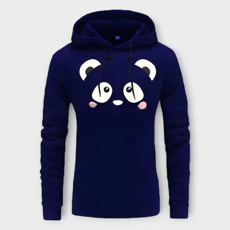 Winter Navi Blue Bear Printed Hoodie For Women's Hoodie with Crew Neck Simple Timeless Winter Navi Blue Bear Printed Hoodie For Women's Hoodie with Crew Neck Simple Timeless
